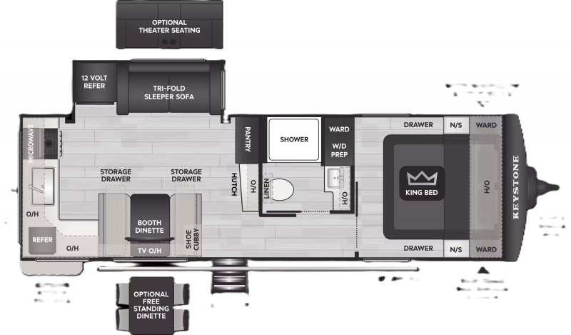 2027 KEYSTONE RV Cougar Western Elevation 25ML Floorplan