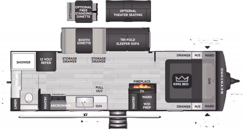 2027 KEYSTONE RV Cougar Western Elevation 26LB Floorplan