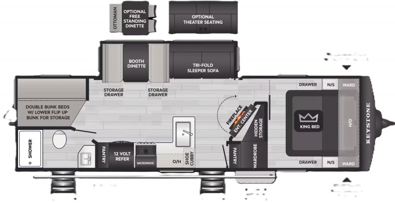 2027 KEYSTONE RV Cougar Western Elevation 28BH Floorplan