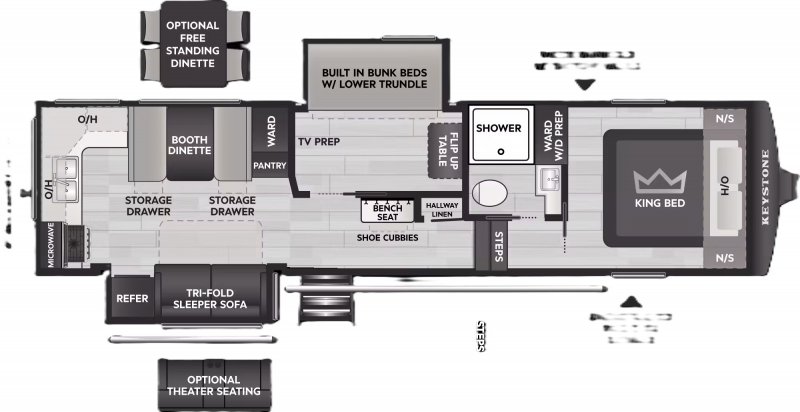 2027 KEYSTONE RV Cougar Half Ton Premium 29MBD Floorplan