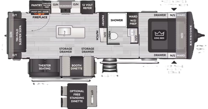 2027 KEYSTONE RV Cougar Western Elevation 29RL Floorplan