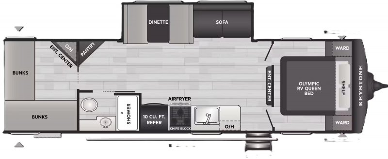 2027 KEYSTONE Hideout 288BRS w/ Bunk Room Floorplan