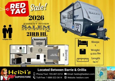 2026 SALEM HEMISPHERE 21RBHL (REAR BATH*)