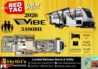 2026 VIBE 3400BH (BUNKS, ISLAND KITCHEN, OUT. KITCHEN)