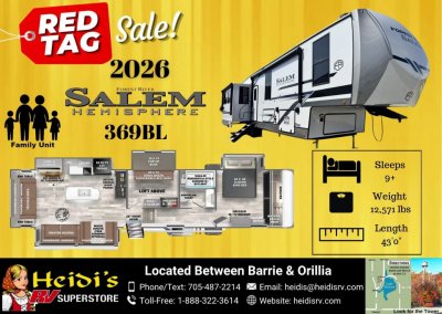 2026 SALEM HEMISPHERE 369BL (MID. BUNKS, LOFT, OUT. KIT)