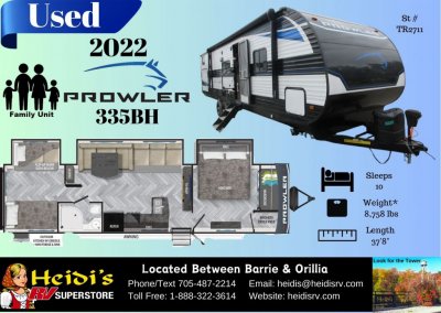 2022 PROWLER 335BH (TRIPLE BUNKS, OUTSIDE KITCHEN)