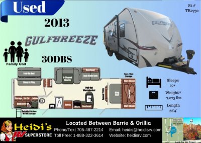 2013 GULFBREEZE 30DBS (TRIPLE BUNKS, OUTSIDE KITCHEN)