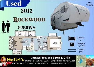 2012 ROCKWOOD SIGNATURE ULTRA LITE 8288WS (REAR LIVING*)