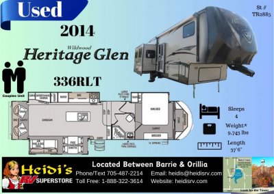 2014 WILDWOOD HERITAGE GLEN 336RLT (REAR LIVING*)