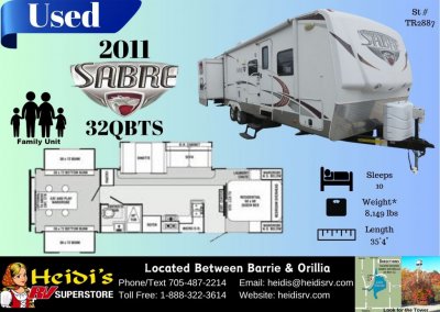 2011 SABRE 32QBTS (REAR QUAD BUNKS)