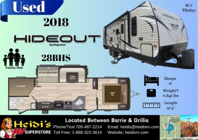 2018 HIDEOUT 28BHS (DBL/DBL BUNKS, OUT. KITCHEN)
