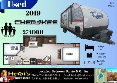 2019 CHEROKEE 274DBH (DBL/DBL BUNKS)