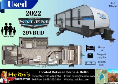 2022 SALEM 29VBUD (TRIPLE BUNKS, OUT. KITCHEN)