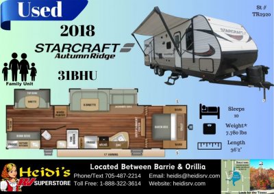 2018 AUTUMN RIDGE 31BHU (TRIPLE BUNKS, OUT. KITCHEN)