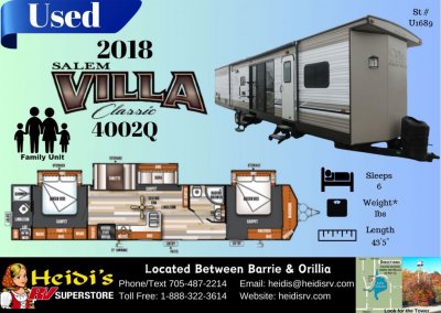 2018 SALEM VILLA CLASSIC 4002Q (2 QUEEN BEDS, 2 FULL BATH)