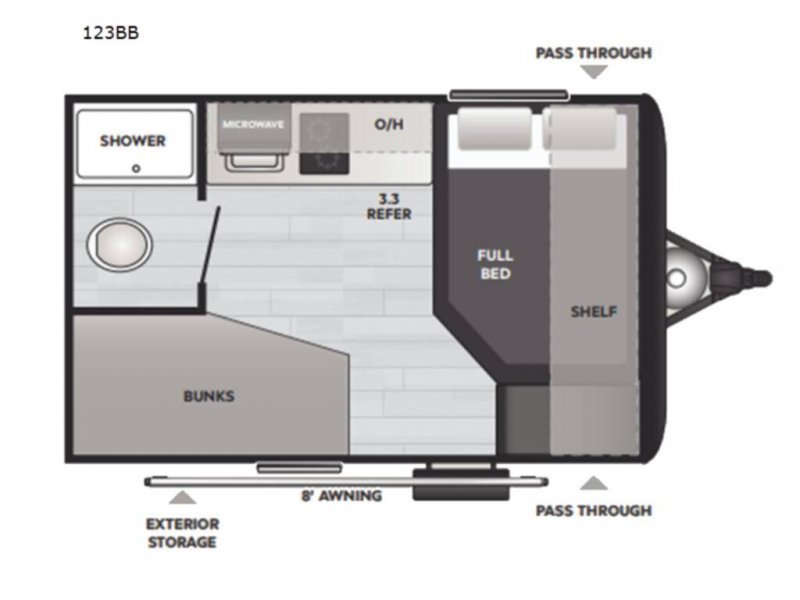 2026 KEYSTONE HIDEOUT MINI 123BB Floorplan