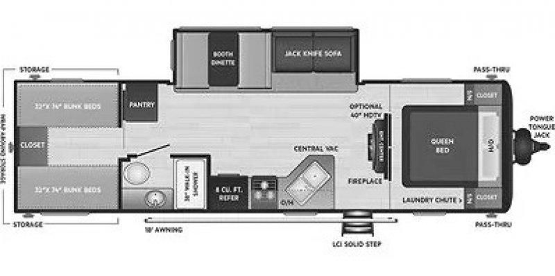 2021 KEYSTONE HIDEOUT 290QB Floorplan