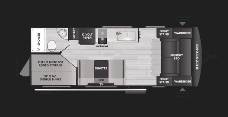 2027 KEYSTONE BULLET CLASSIC 21BHC Floorplan