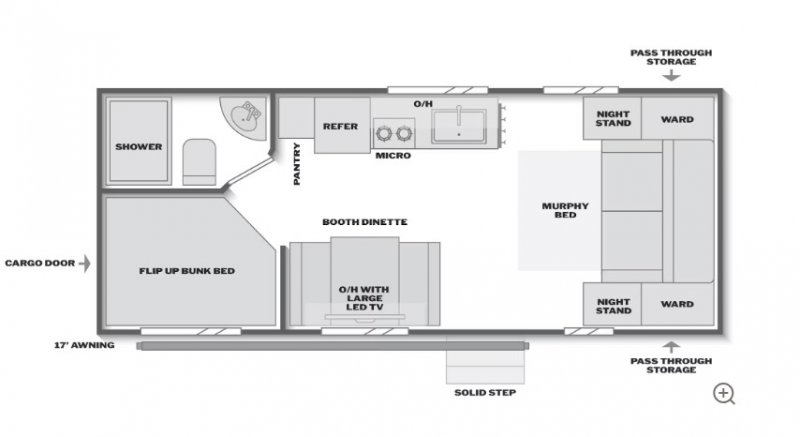 2027 KEYSTONE BULLET CLASSIC 21BHC Floorplan
