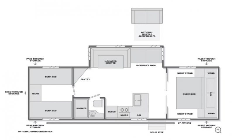 2027 KEYSTONE BULLET CLASSIC 28QBC Floorplan