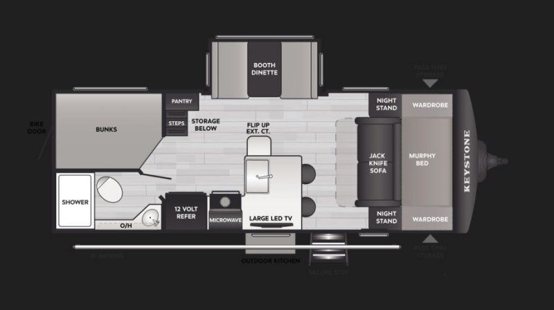 2027 KEYSTONE BULLET CROSSFIRE 222BHS Floorplan