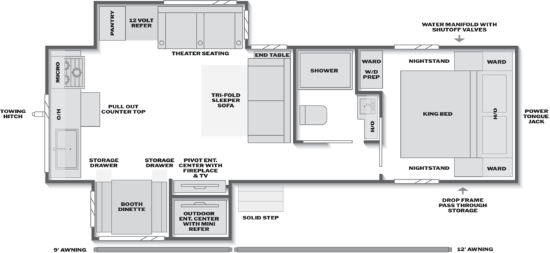 2027 KEYSTONE COUGAR HALF-TON 29RKE Floorplan