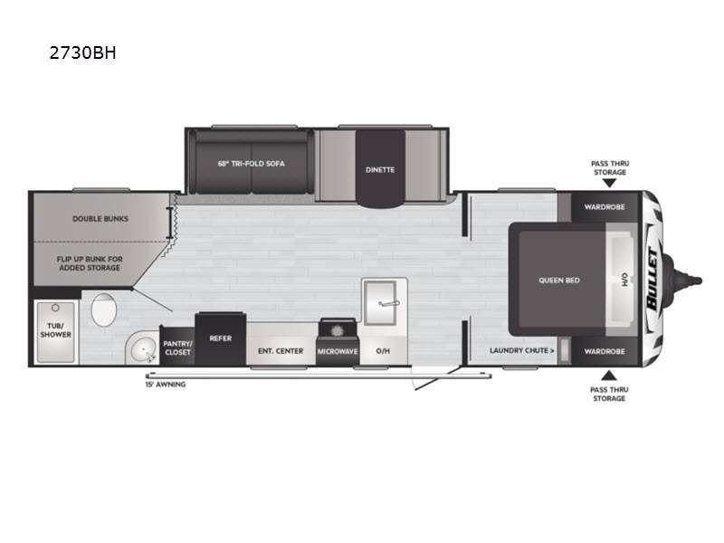 2021 KEYSTONE BULLET CROSSFIRE 2730BH Floorplan