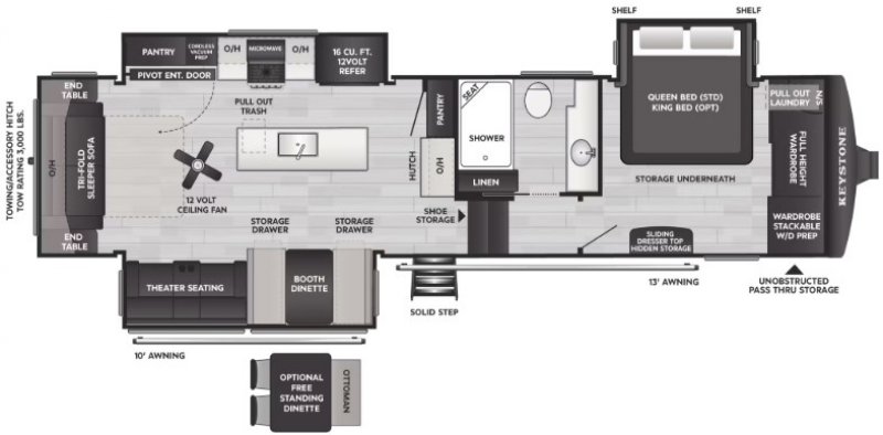 2026 KEYSTONE COUGAR MIDNIGHT EDITION-BLACK ONYX 316RLS Floorplan