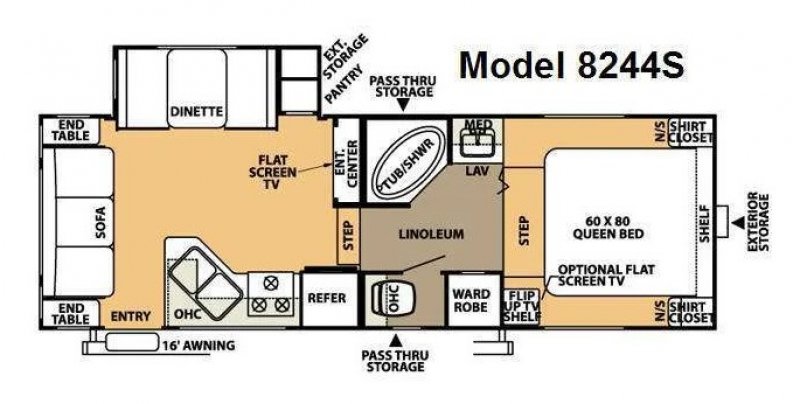 2008 FOREST RIVER ROCKWOOD SIGNATURE ULTRA-LITE 8244S Floorplan