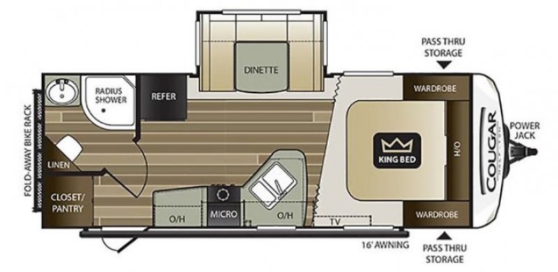2019 KEYSTONE COUGAR HALF-TON 22RBS Floorplan