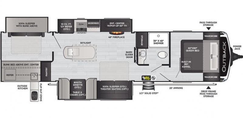 2022 KEYSTONE OUTBACK 340BH Floorplan