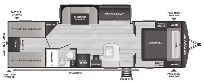 2026 KEYSTONE BULLET CLASSIC 28QBC Floorplan