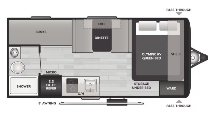2026 KEYSTONE HIDEOUT MINI 161BH Floorplan