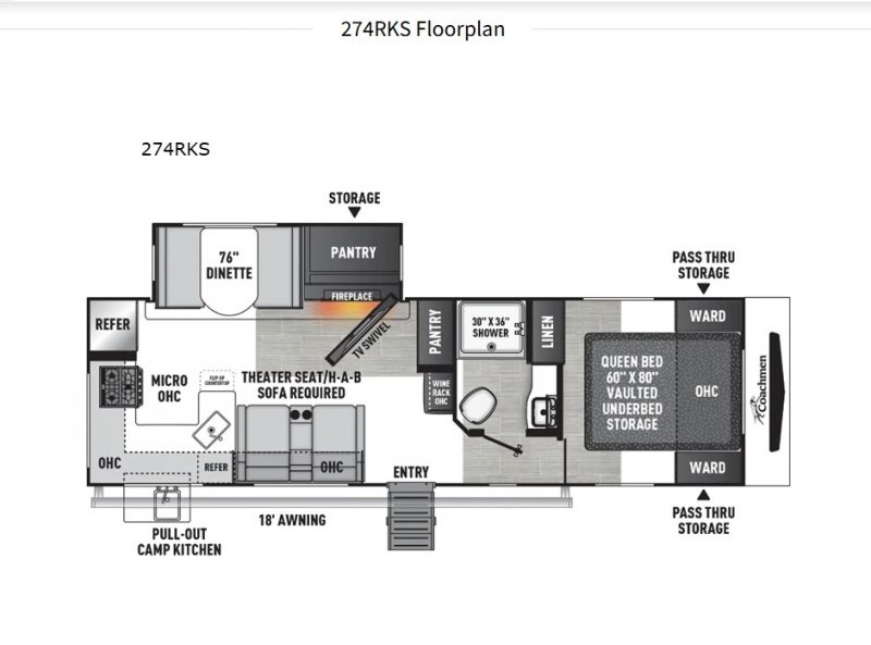 2024 COACHMEN FREEDOM EXPRESS ULTRA-LITE 274RKS Floorplan