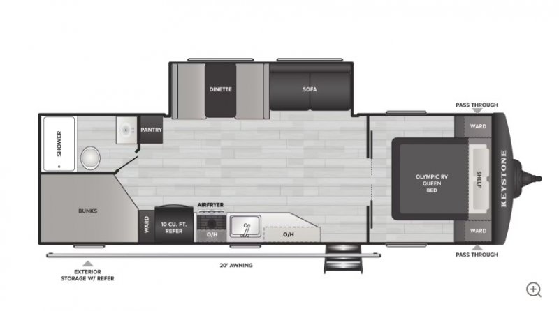 2026 KEYSTONE HIDEOUT 262BHS Floorplan