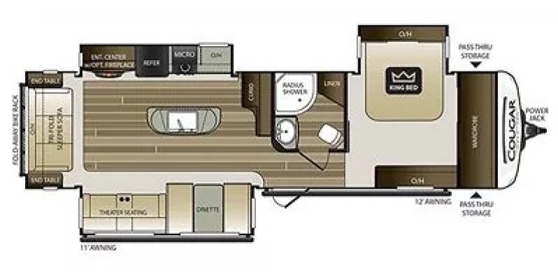 2018 KEYSTONE COUGAR HALF-TON 32RLI Floorplan