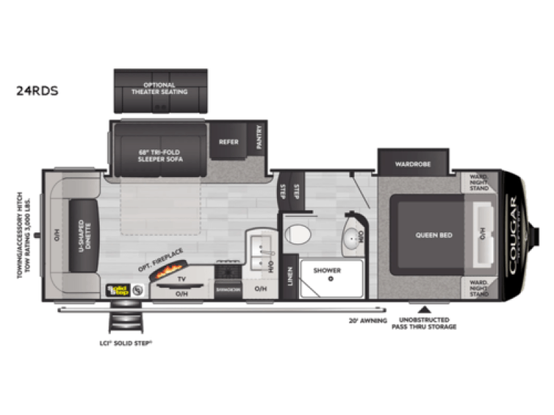 2022 KEYSTONE COUGAR HALF-TON 24RDS Floorplan