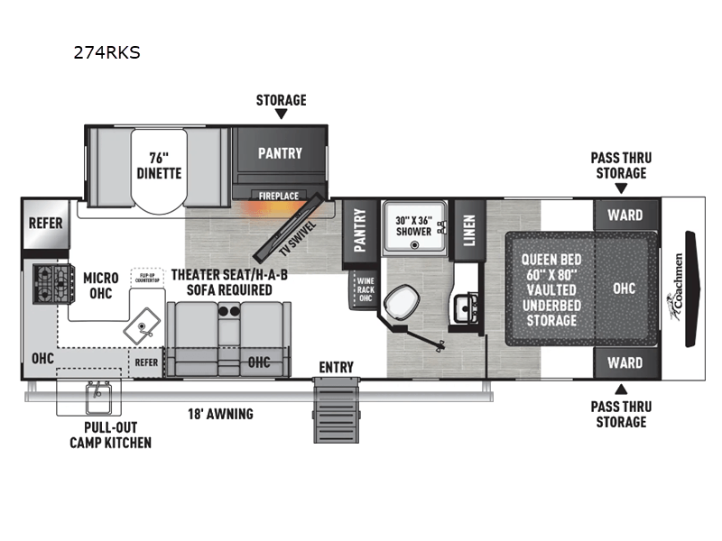 2025 COACHMEN FREEDOM EXPRESS ULTRA-LITE 274RKS Floorplan