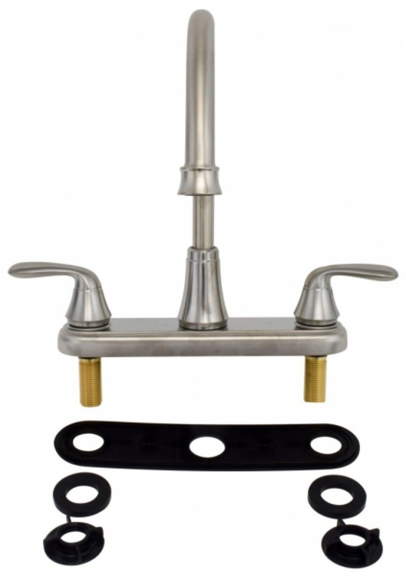 HI Arc Kitchen Faucet 2 Handle Brushed Nickel 8" 2