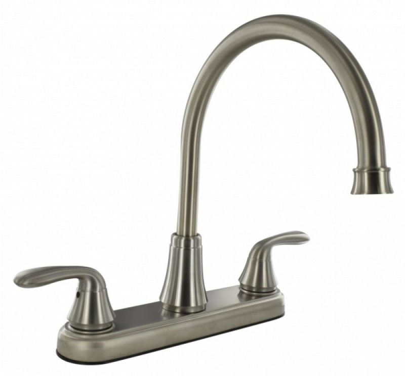 HI Arc Kitchen Faucet 2 Handle Brushed Nickel 8"