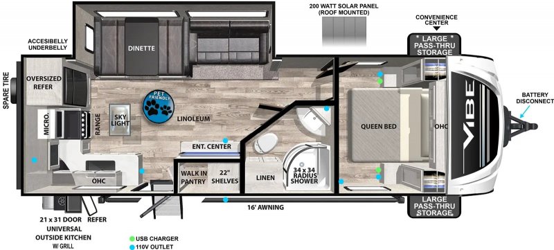 2023 FOREST RIVER VIBE 25RK Floorplan
