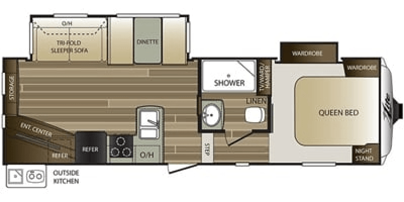 2018 KEYSTONE COUGAR HALF-TON EAST 25RES Floorplan