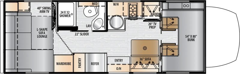 2024 FOREST RIVER EAST TO WEST ENTRADA 24RL Floorplan