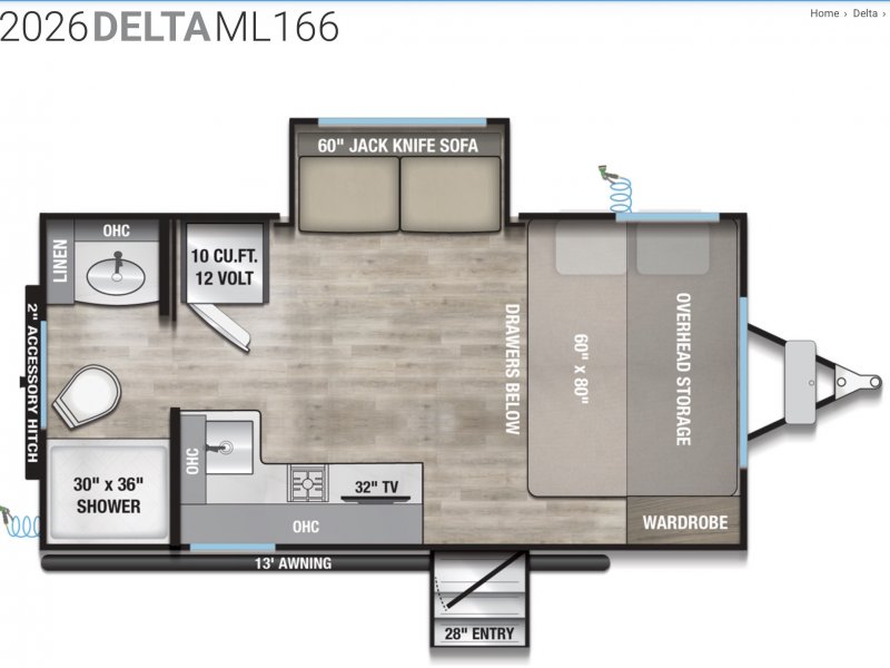 2026 ALLIANCE RV DELTA SOLO ML166 Floorplan