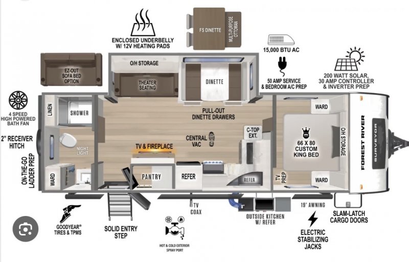 2025 FOREST RIVER GRAND SURVEYOR 267RBSS Floorplan