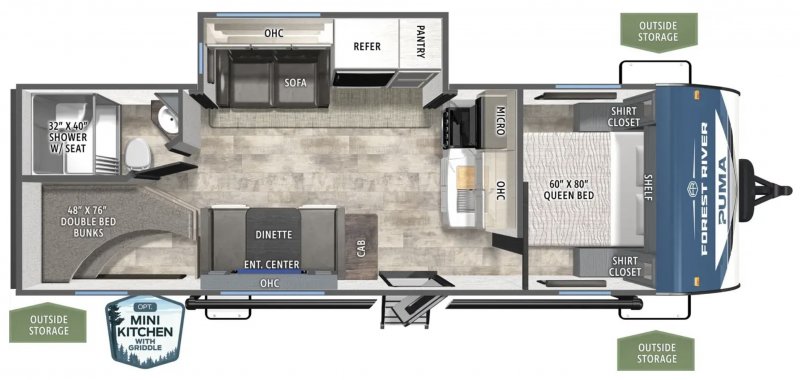 2026 FOREST RIVER PUMA 25BHS Floorplan