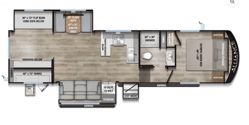 2027 ALLIANCE RV AVENUE 30BH Floorplan