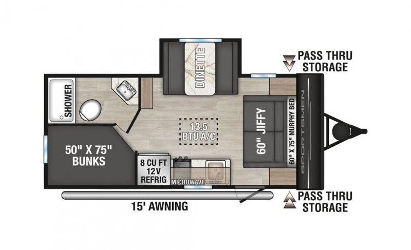 2026 K-Z INC. Sportsmen Classic 171BH Floorplan