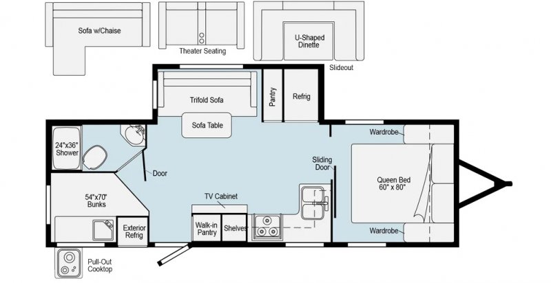 2022 WINNEBAGO MINNIE 2301BHS Floorplan