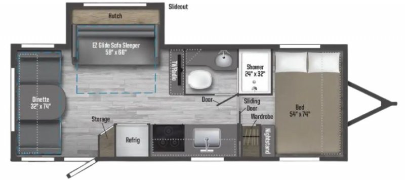 2021 WINNEBAGO MICRO MINNIE 2225RL Floorplan